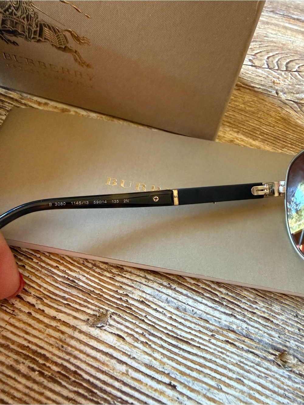 Burberry Steel tone Aviator Sunglasses with Brown Lenses - Picture 3 of 11